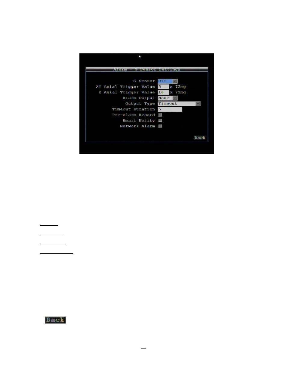 4 alarm-g-sensor settings, Alarm-g-sensor settings | EverFocus EMV1200 User Manual | Page 66 / 137