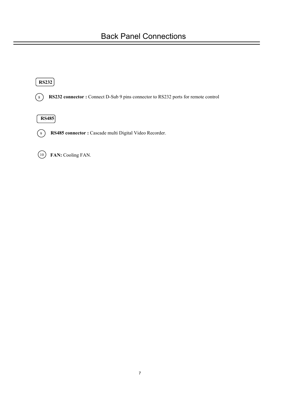 Back panel connections | EverFocus DVR-100H User Manual | Page 13 / 55