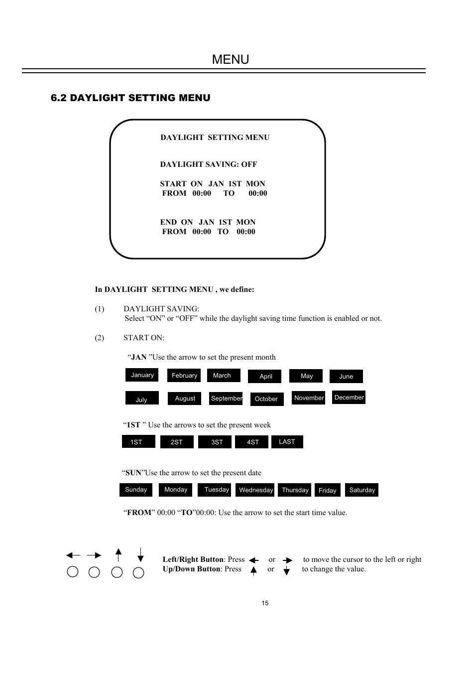 Menu, 2 daylight setting menu | EverFocus DVR-100H User Manual | Page 21 / 55