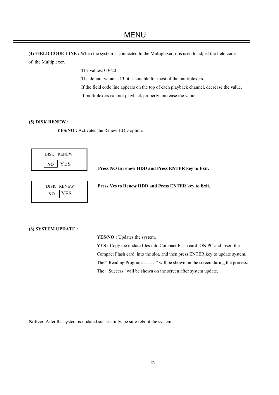 Menu | EverFocus DVR-100H User Manual | Page 35 / 55