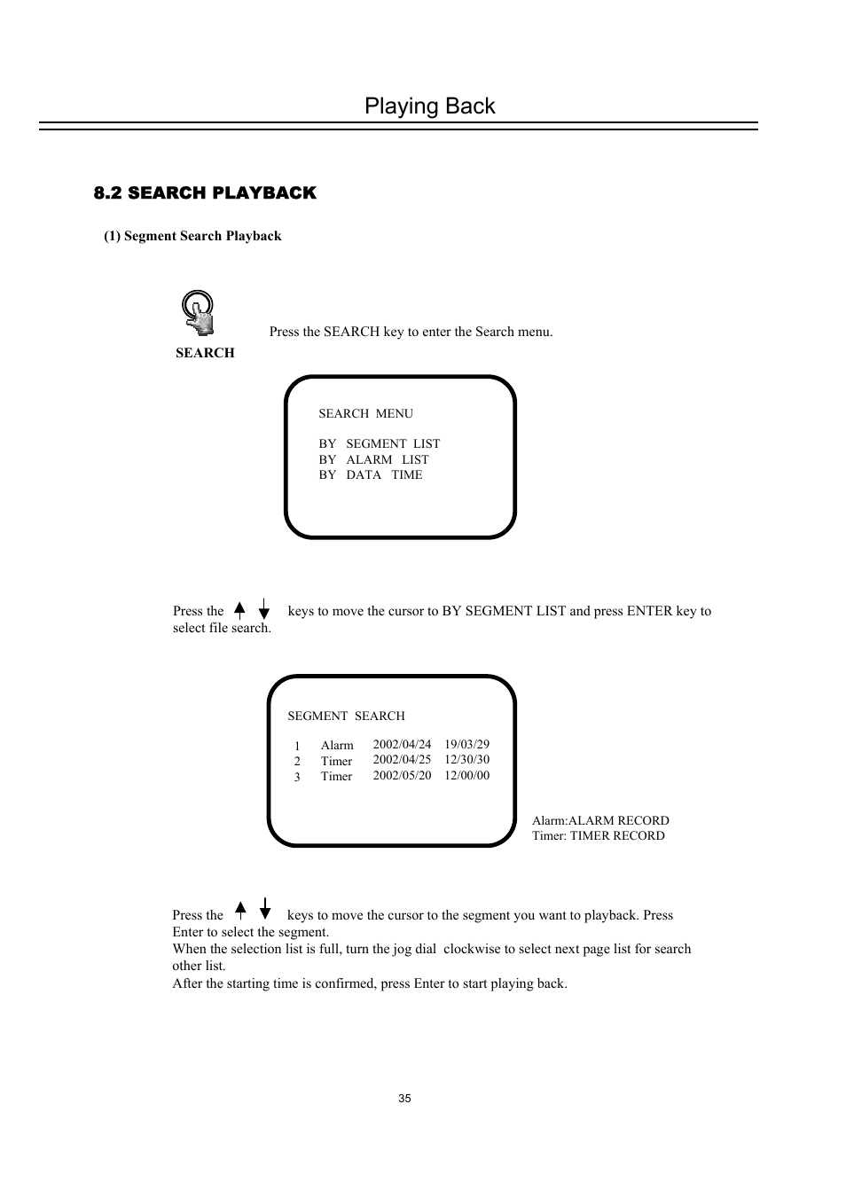 Playing back | EverFocus DVR-100H User Manual | Page 41 / 55