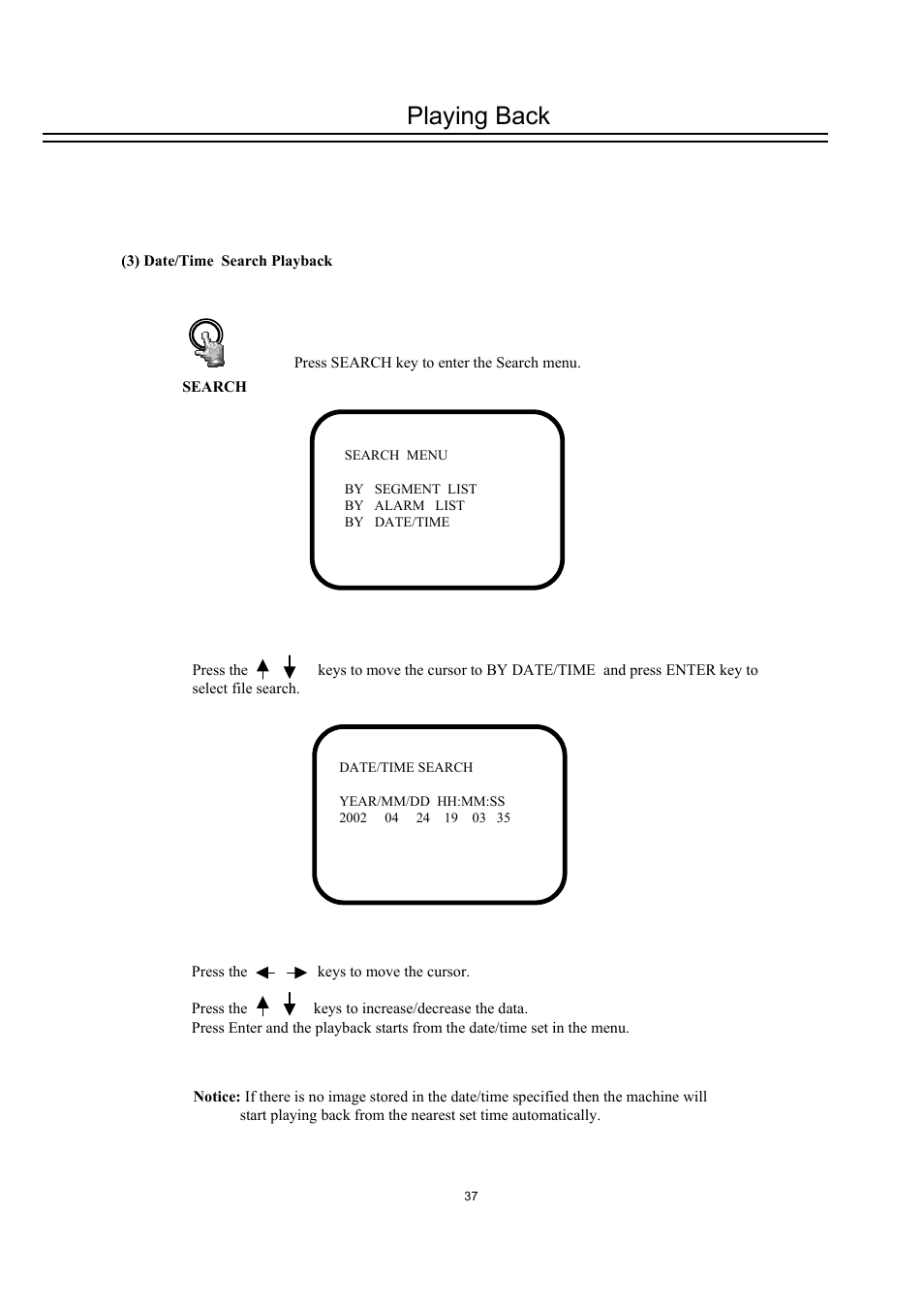 Playing back | EverFocus DVR-100H User Manual | Page 43 / 55