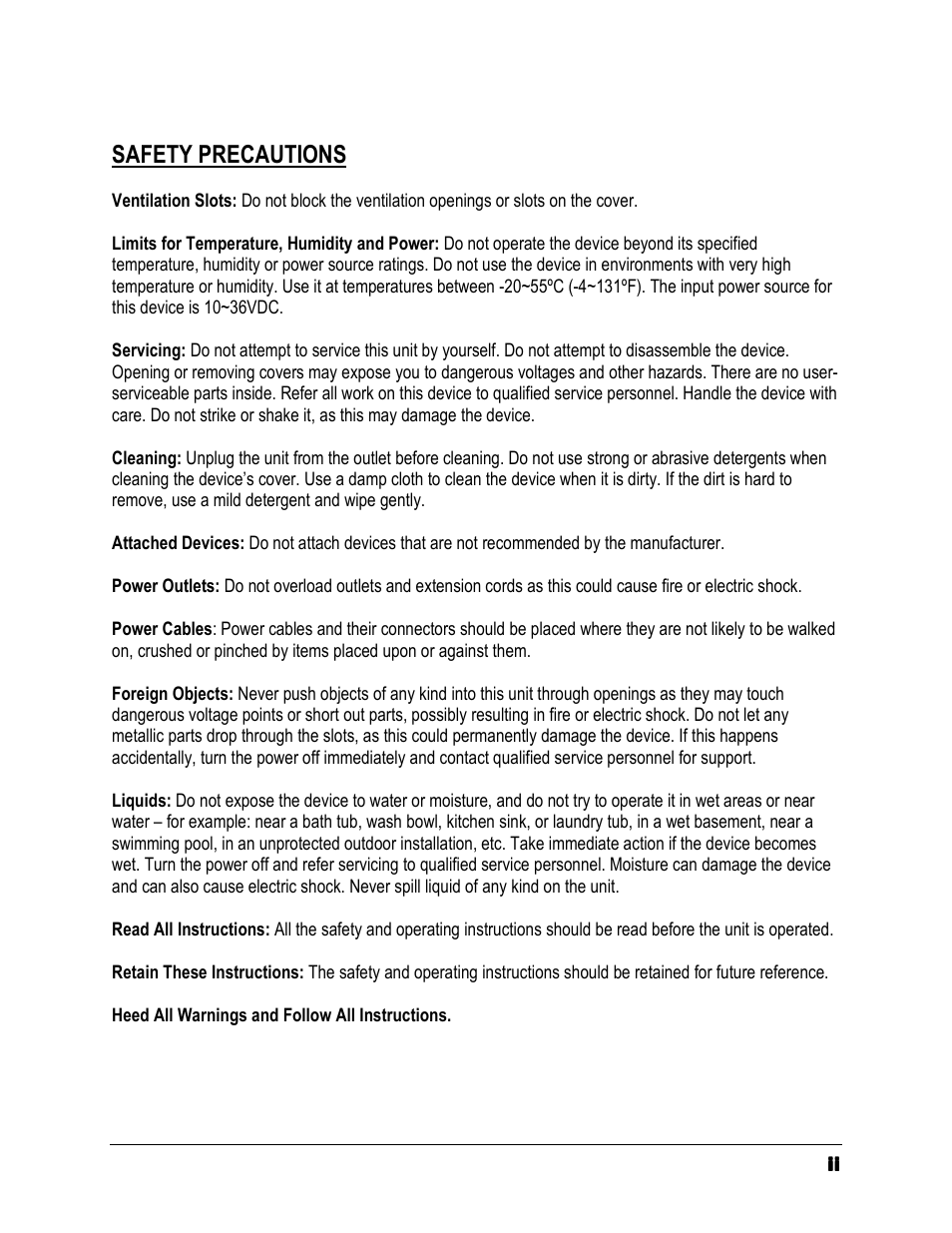 Safety precautions | EverFocus EMV200 User Manual | Page 3 / 102