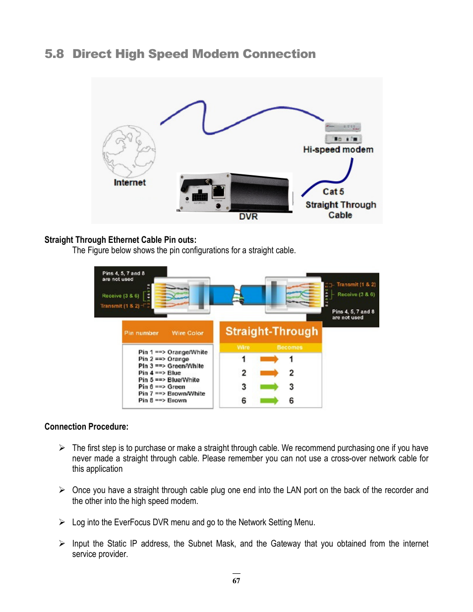 8 direct high speed modem connection | EverFocus EMV200 User Manual | Page 74 / 102