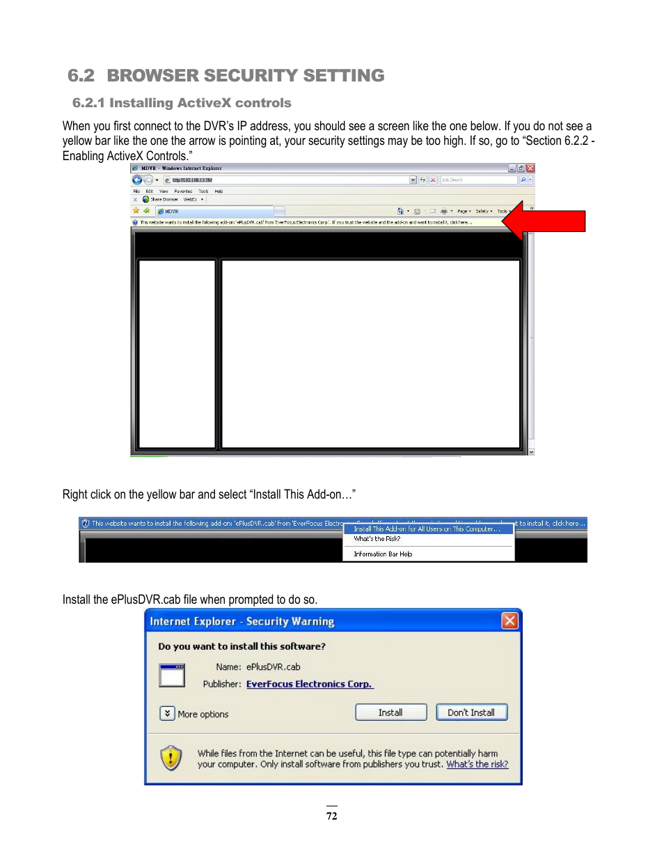 2 browser security setting | EverFocus EMV200 User Manual | Page 79 / 102