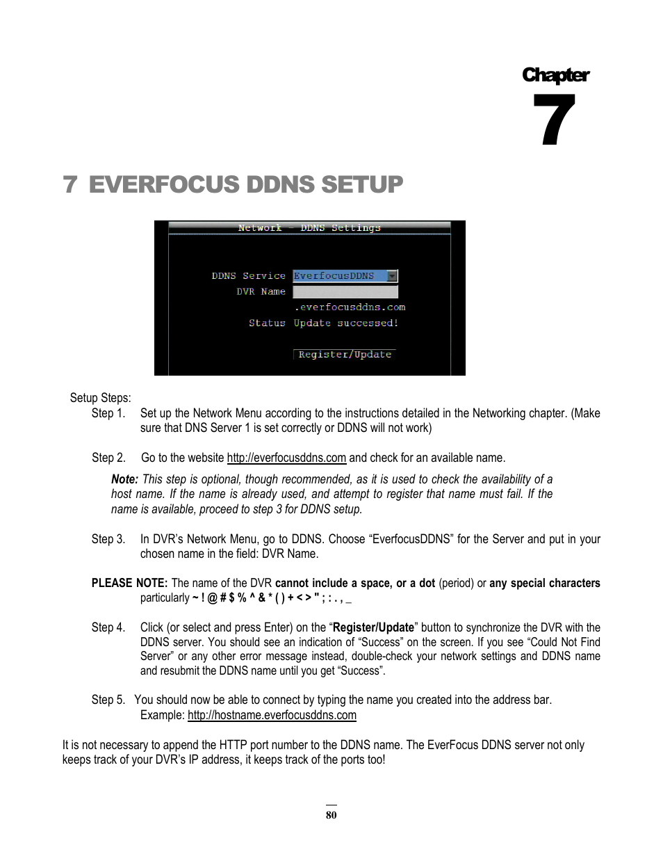 7everfocus ddns setup, Chapter | EverFocus EMV200 User Manual | Page 87 / 102