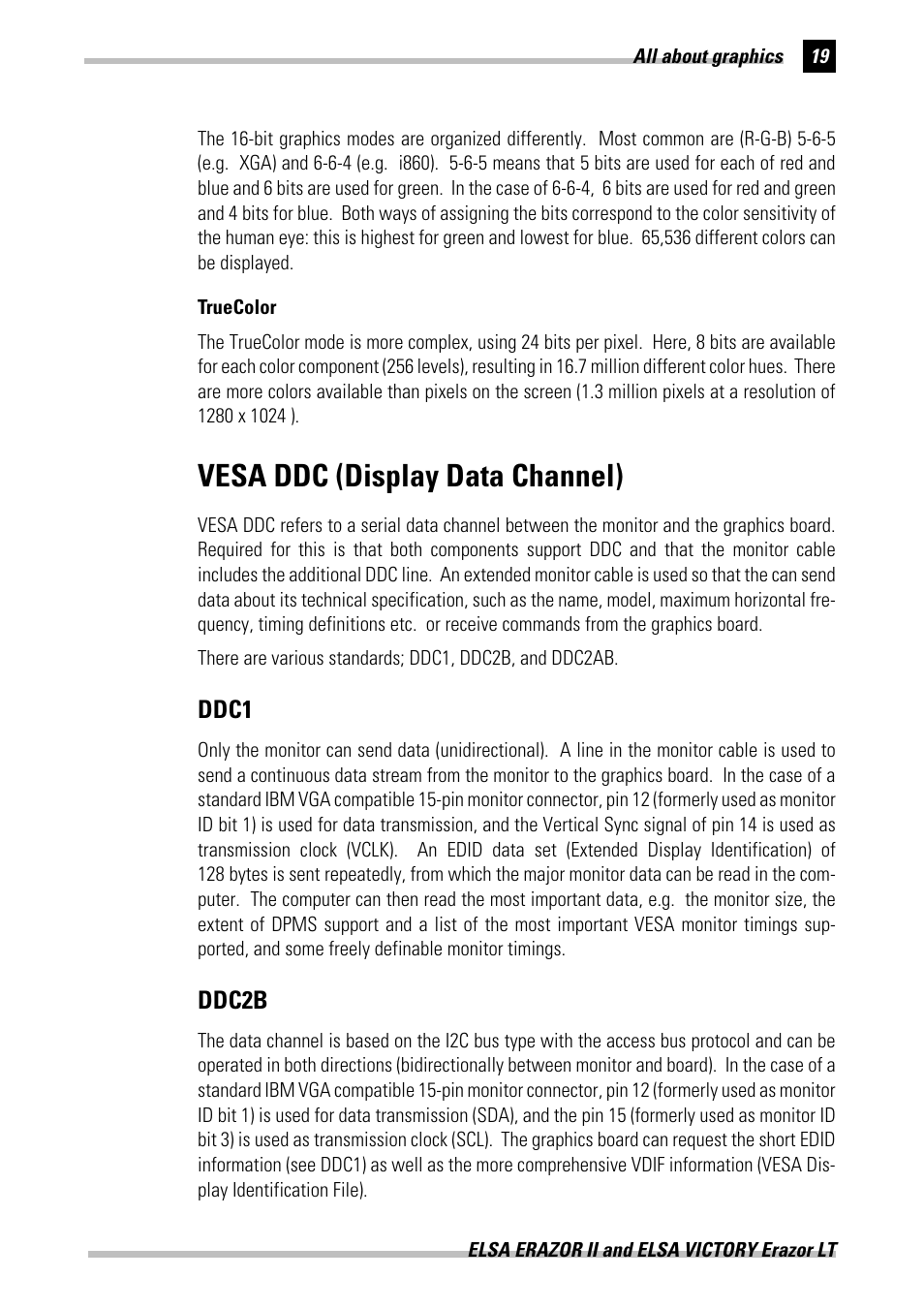 Vesa ddc (display data channel), Ddc1, Ddc2b | Ddc1 ddc2b | ELSA Erazor II User Manual | Page 25 / 42