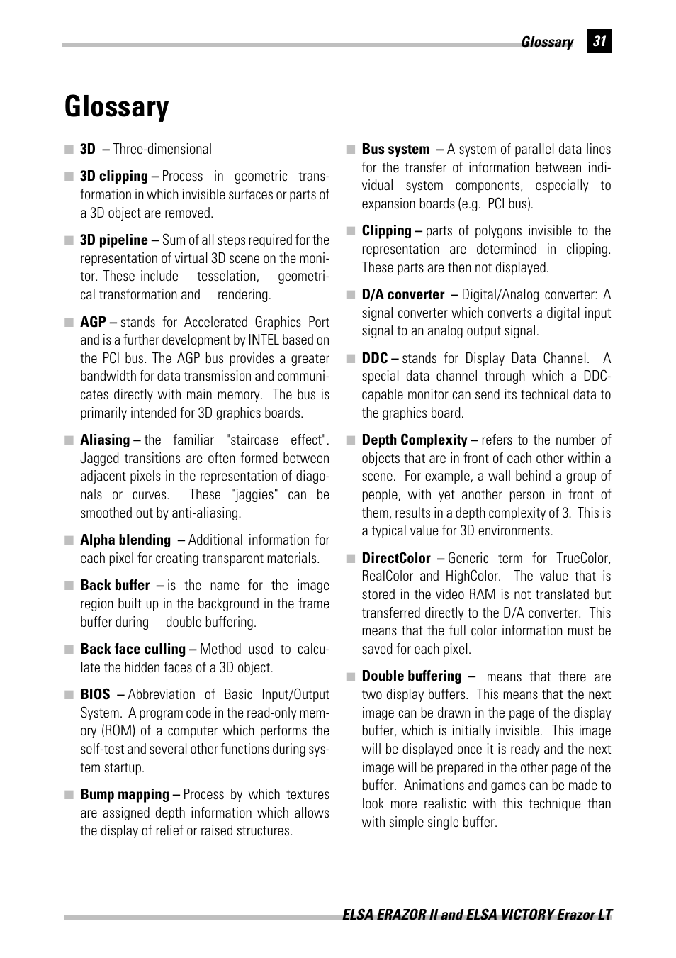 Glossary | ELSA Erazor II User Manual | Page 37 / 42