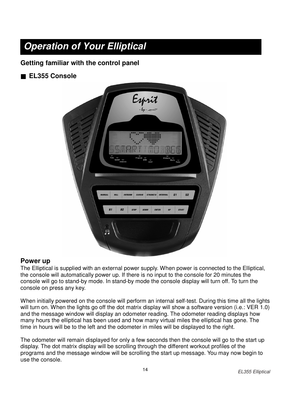 Operation of your elliptical | ESPRIT EL355 User Manual | Page 15 / 21