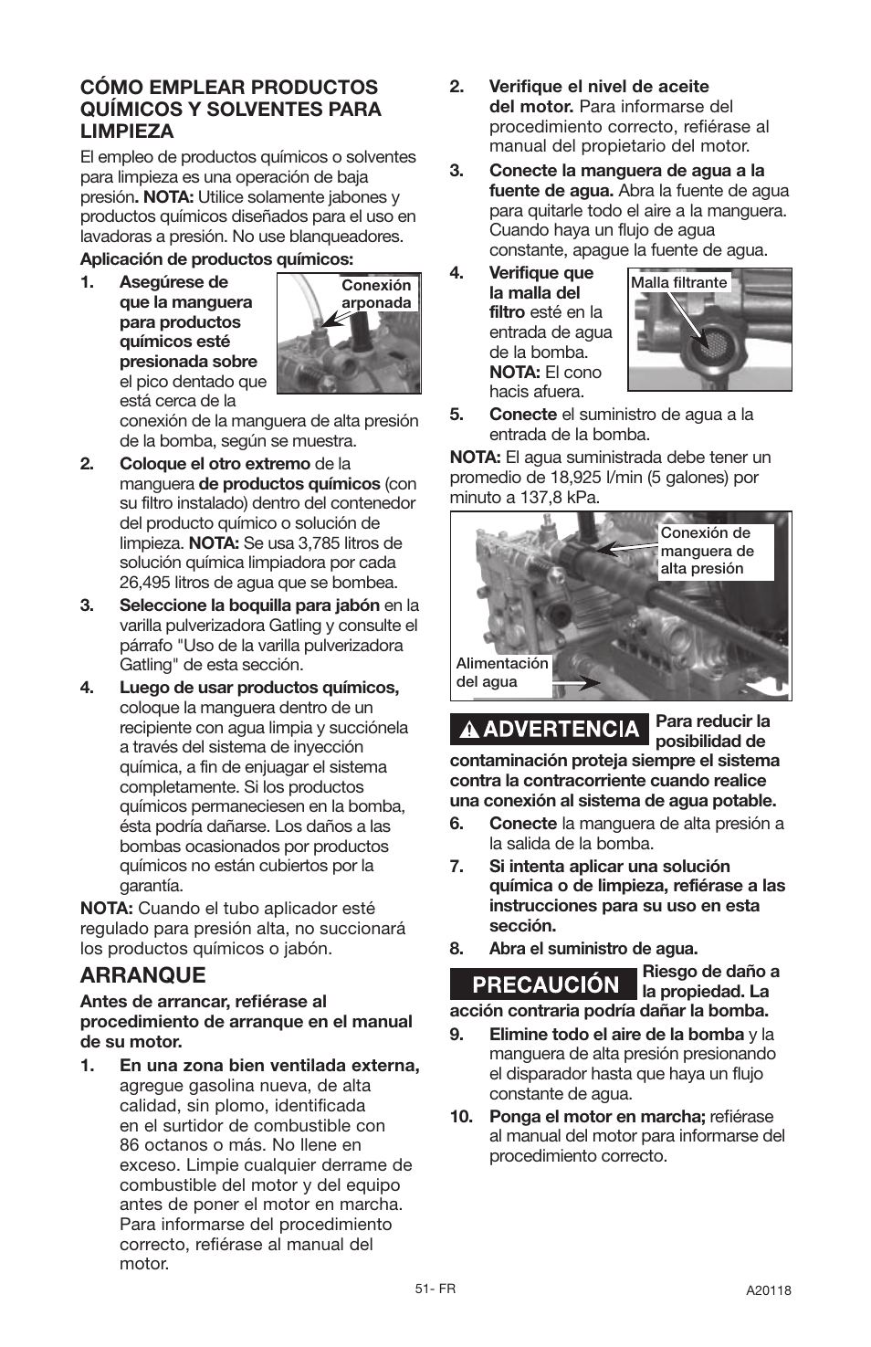 Arranque | Excello Products Company XC2800 User Manual | Page 51 / 60