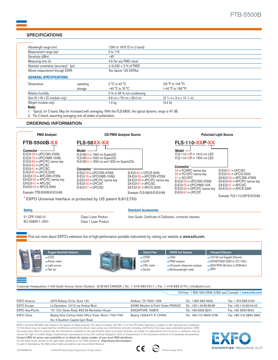 Ftb-5500b | EXFO Photonic Solutions Div. PMD Analyzer 5500B User Manual | Page 4 / 4