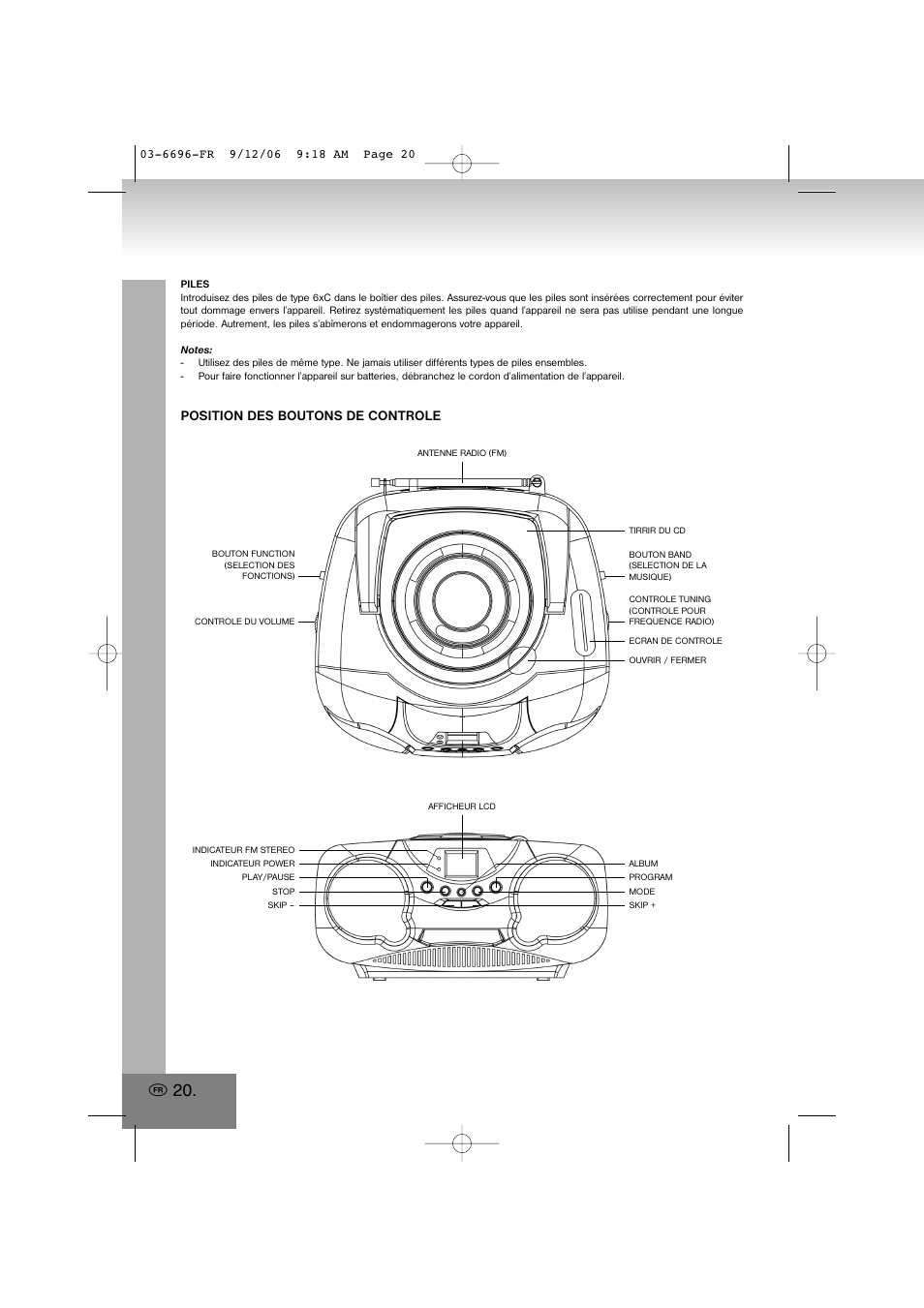 Position des boutons de controle | Elta 6696 User Manual | Page 20 / 90