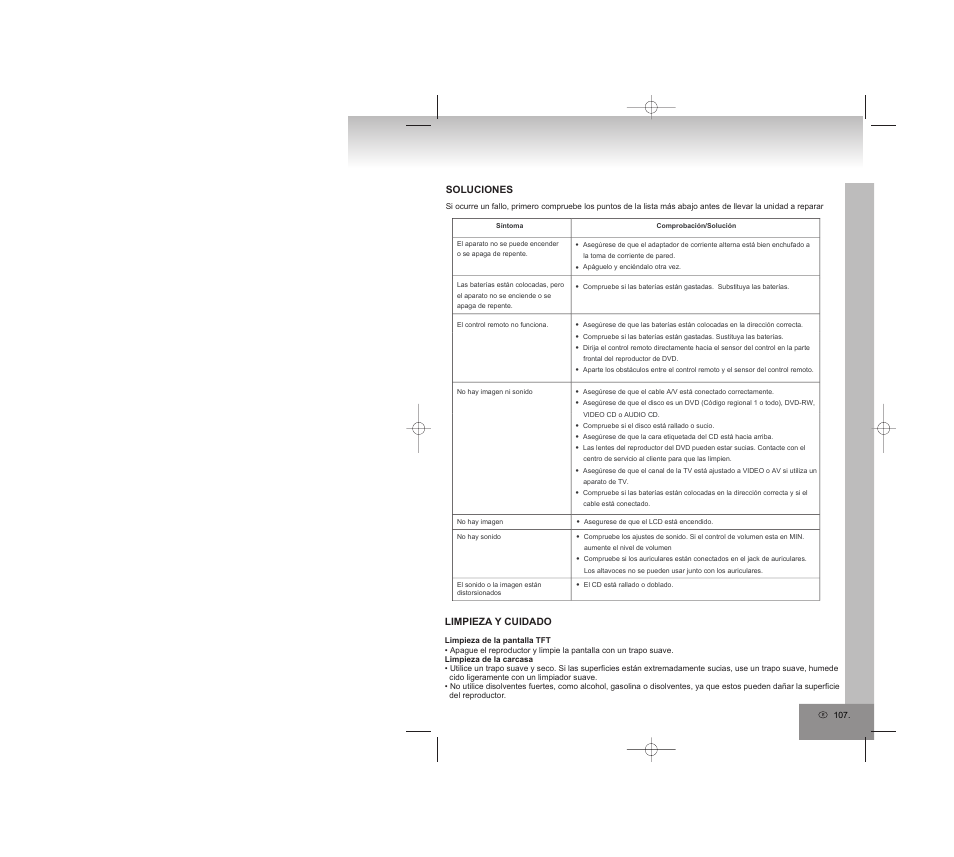 Soluciones, Limpieza y cuidado | Elta 6740 User Manual | Page 107 / 254