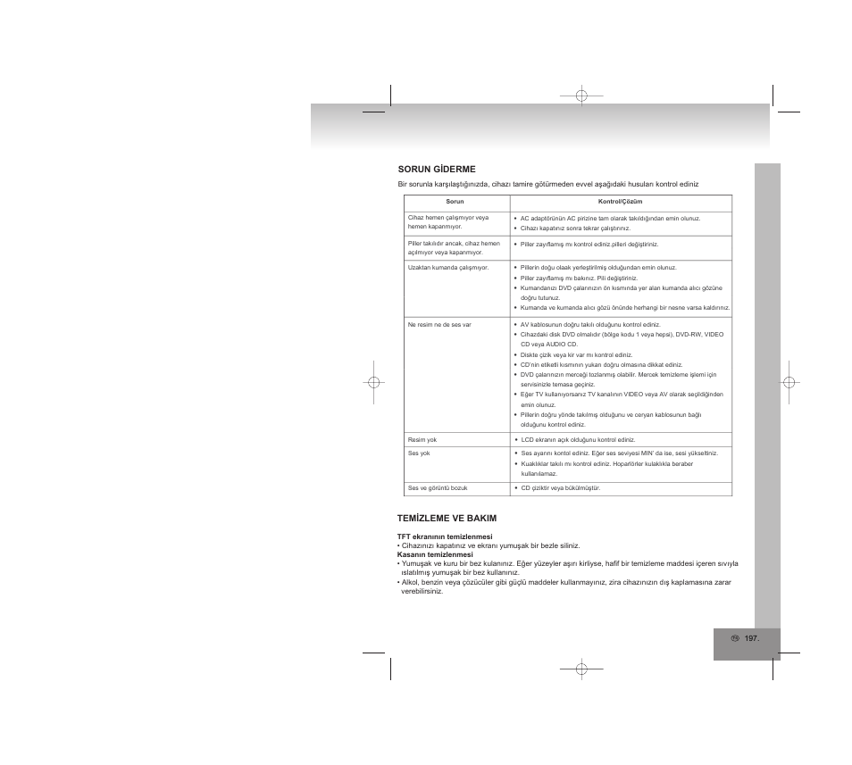 Sorun giderme, Temizleme ve bakim | Elta 6740 User Manual | Page 197 / 254