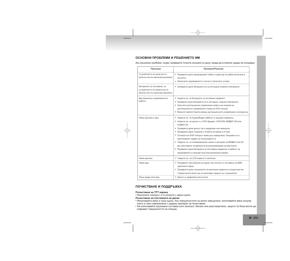 Основни проблеми и решението им, Почистване и поддръжка | Elta 6740 User Manual | Page 233 / 254