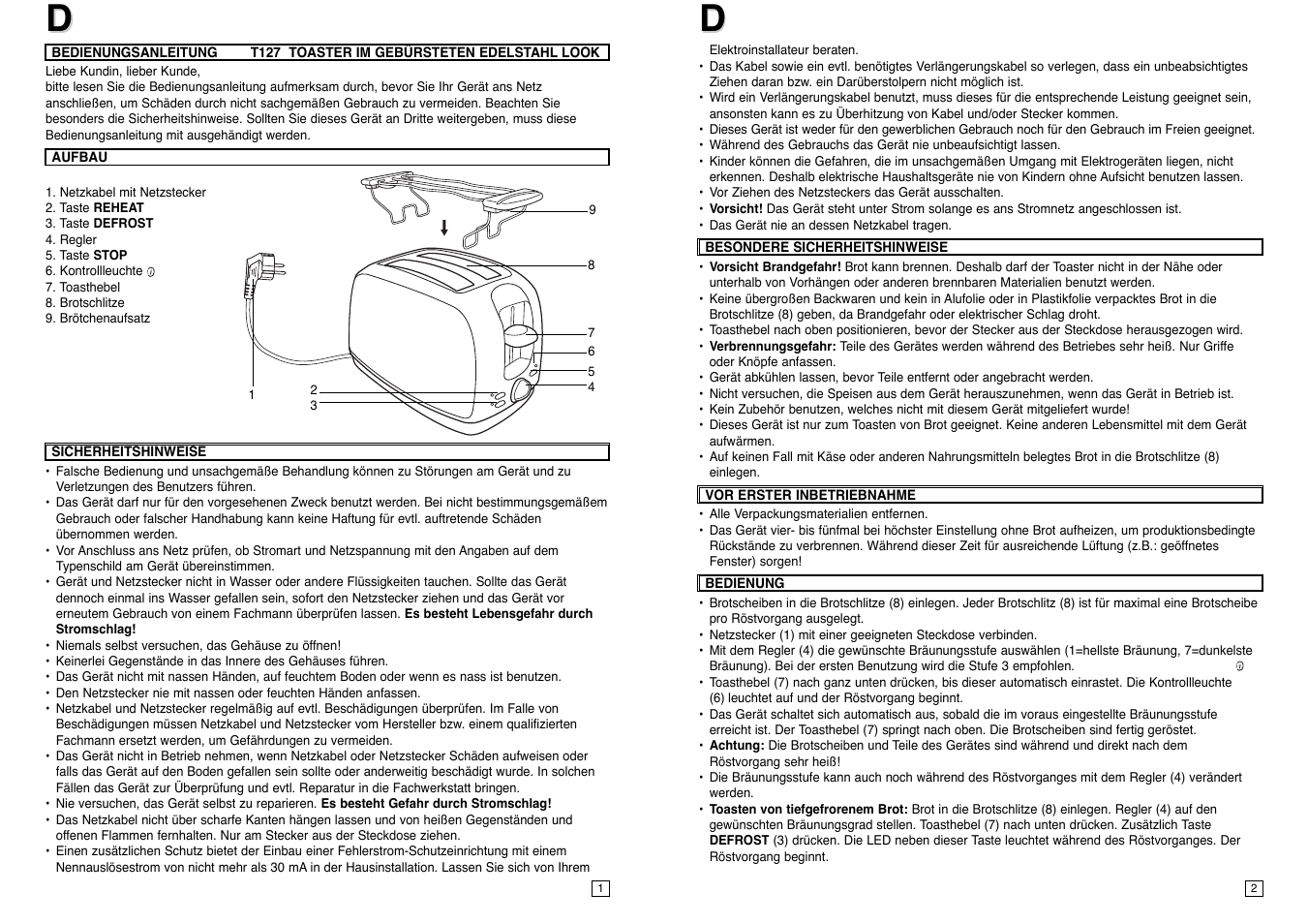 Elta T127 User Manual | Page 2 / 18