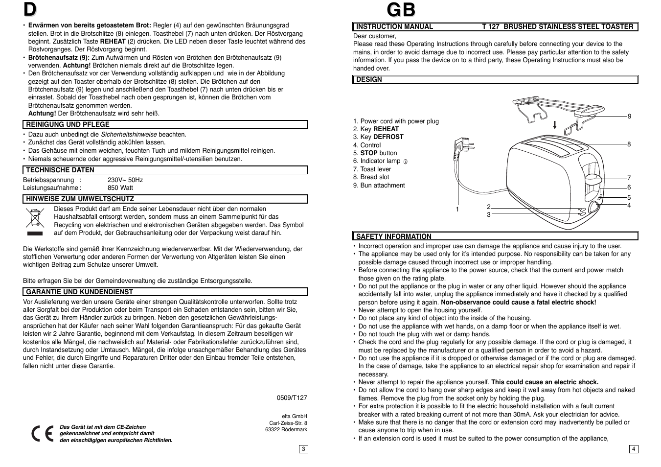 Elta T127 User Manual | Page 3 / 18