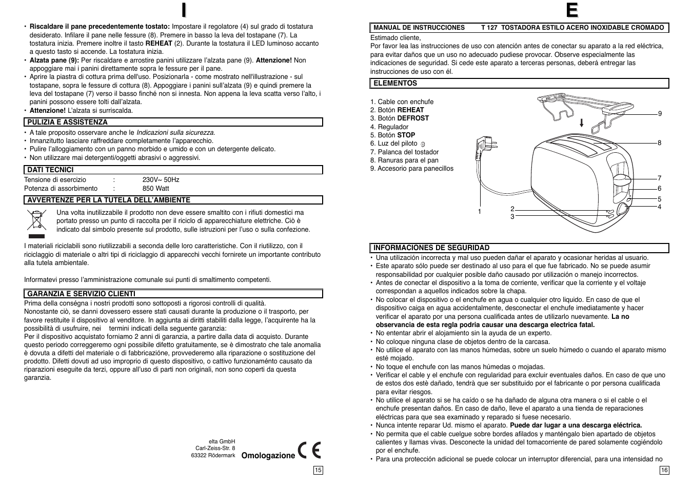 Ie e | Elta T127 User Manual | Page 9 / 18