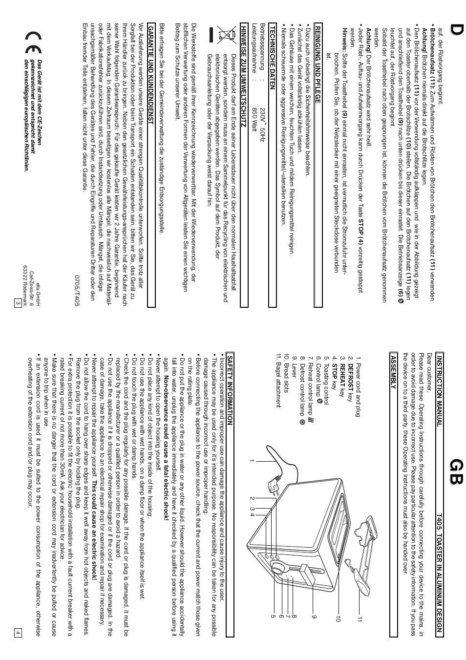 Dgb gb | Elta T405 User Manual | Page 3 / 22