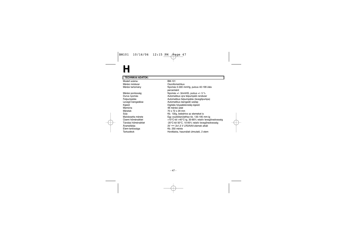 Elta BM-101 User Manual | Page 47 / 133