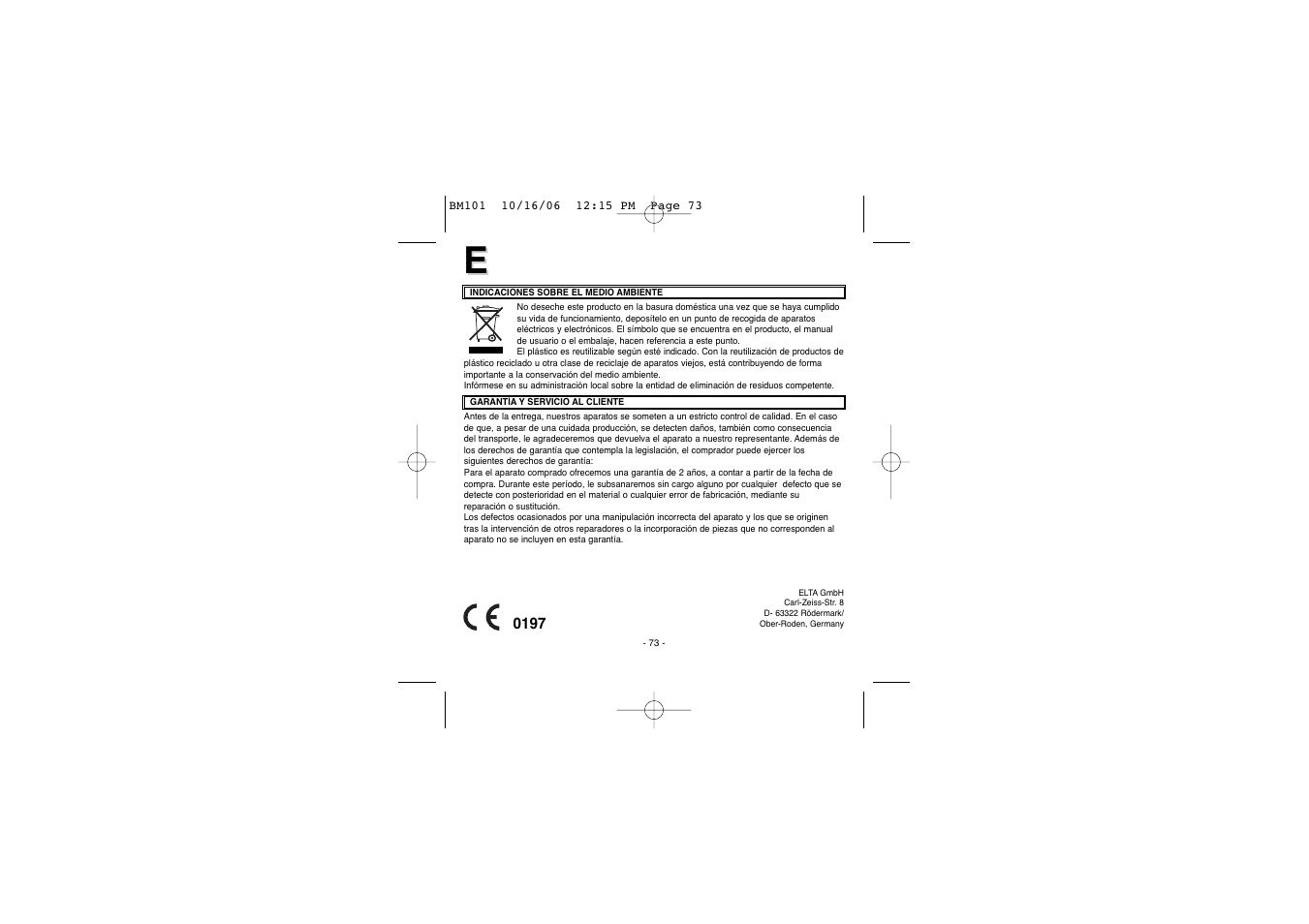 Elta BM-101 User Manual | Page 73 / 133