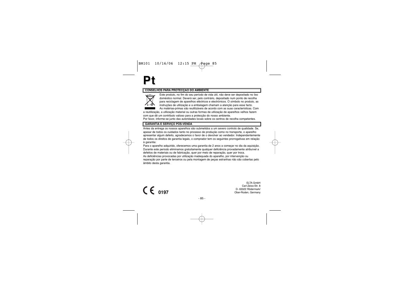 Elta BM-101 User Manual | Page 85 / 133