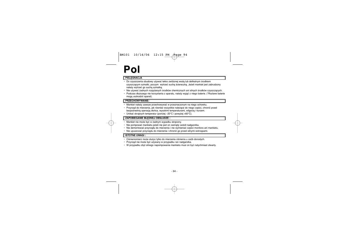 Elta BM-101 User Manual | Page 94 / 133