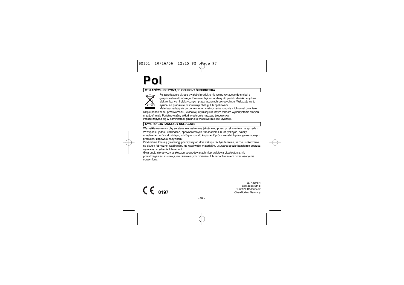 Elta BM-101 User Manual | Page 97 / 133