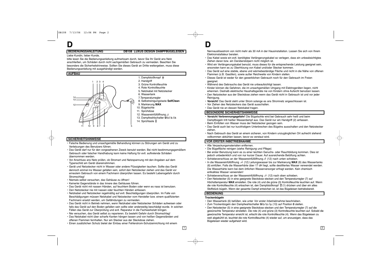 Elta DB108 User Manual | Page 2 / 19