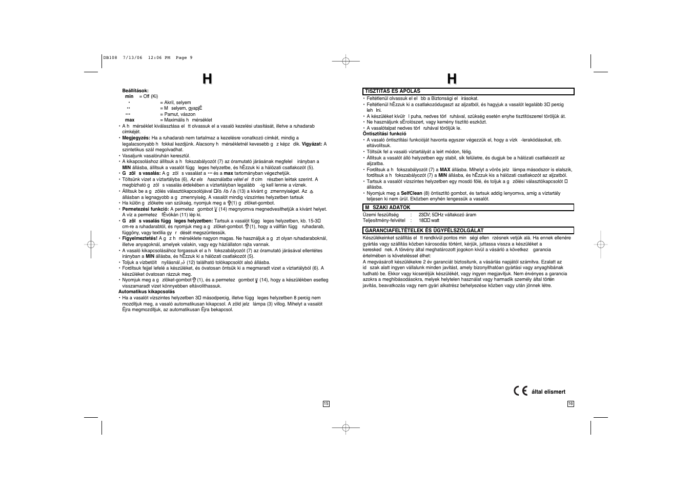 Elta DB108 User Manual | Page 9 / 19
