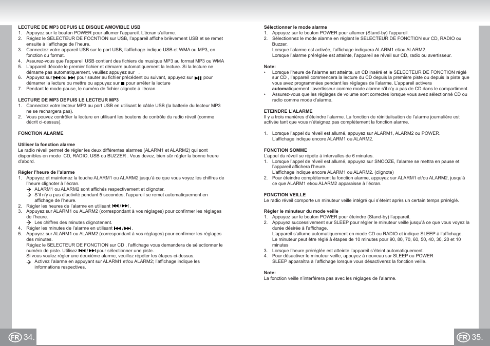 Elta 4574_im p034,35_fr.pdf, Fonction veille, Guide de dépannage | Elta 4574 User Manual | Page 18 / 85