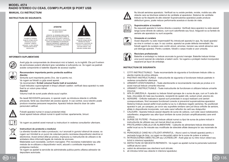 Elta 4574_im p134,135_ro.pdf | Elta 4574 User Manual | Page 68 / 85