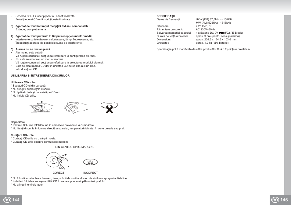 Elta 4574_im p144,145_ro.pdf | Elta 4574 User Manual | Page 73 / 85