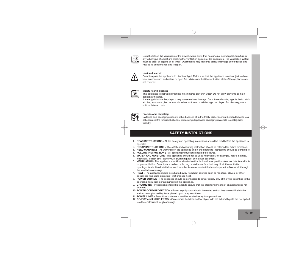 Safety instructions | Elta 2309 User Manual | Page 10 / 72
