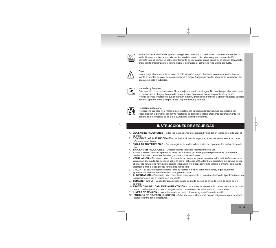 Instrucciones de seguridad | Elta 2309 User Manual | Page 38 / 72