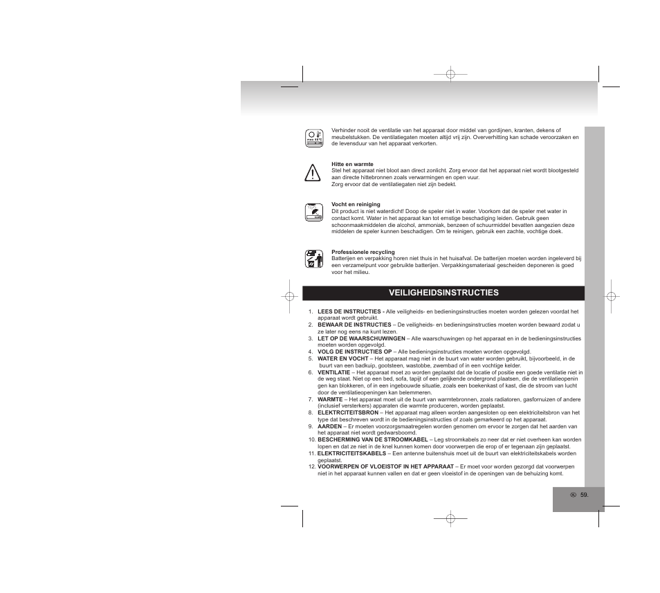 Veiligheidsinstructies | Elta 2309 User Manual | Page 59 / 72