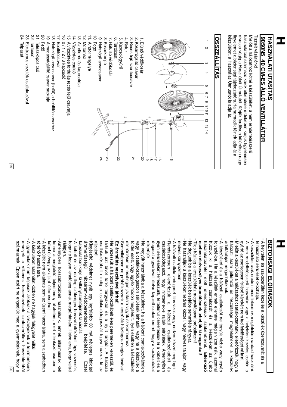 Összeállítás, Bizt onsági előírások | Elta 9050N5 User Manual | Page 11 / 42