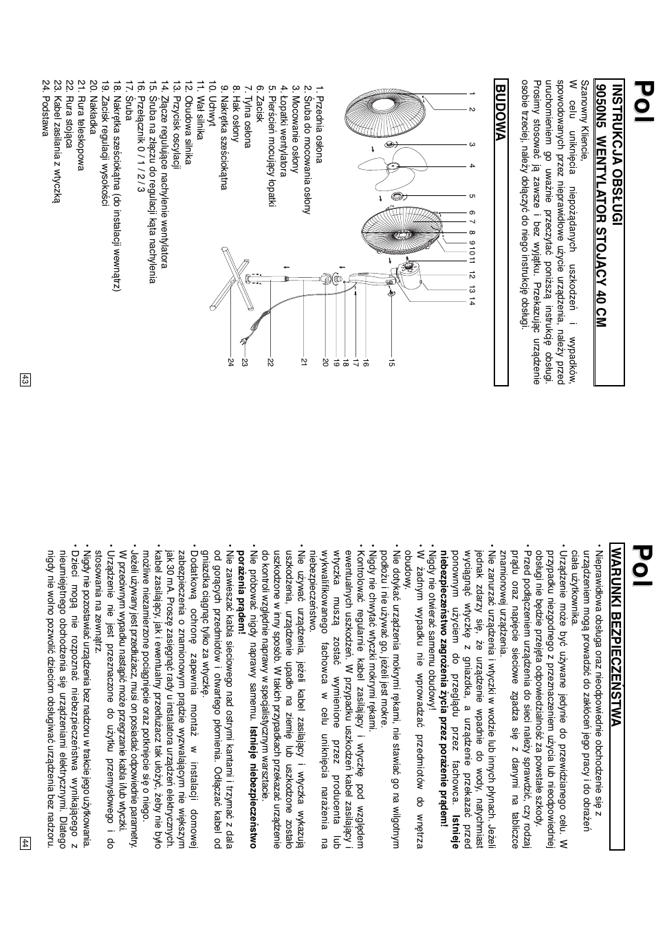 Budow a, Warunki bezpieczeństw a | Elta 9050N5 User Manual | Page 23 / 42