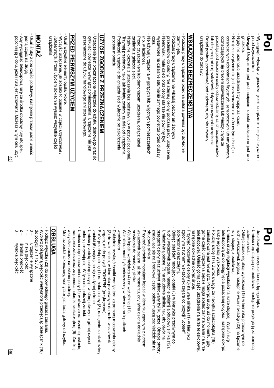 Wskazówki bezpieczeństw a, Użycie zgodne z przeznaczeniem, Przed pier wszym użyciem | Mont aż, Obsługa | Elta 9050N5 User Manual | Page 24 / 42