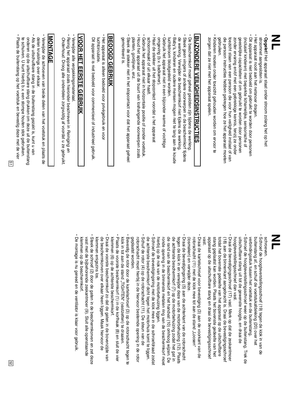 Bijzondere veiligheidsinstructies, Beoogd gebruik, Voor het eerste gebruik | Mont age | Elta 9050N5 User Manual | Page 27 / 42
