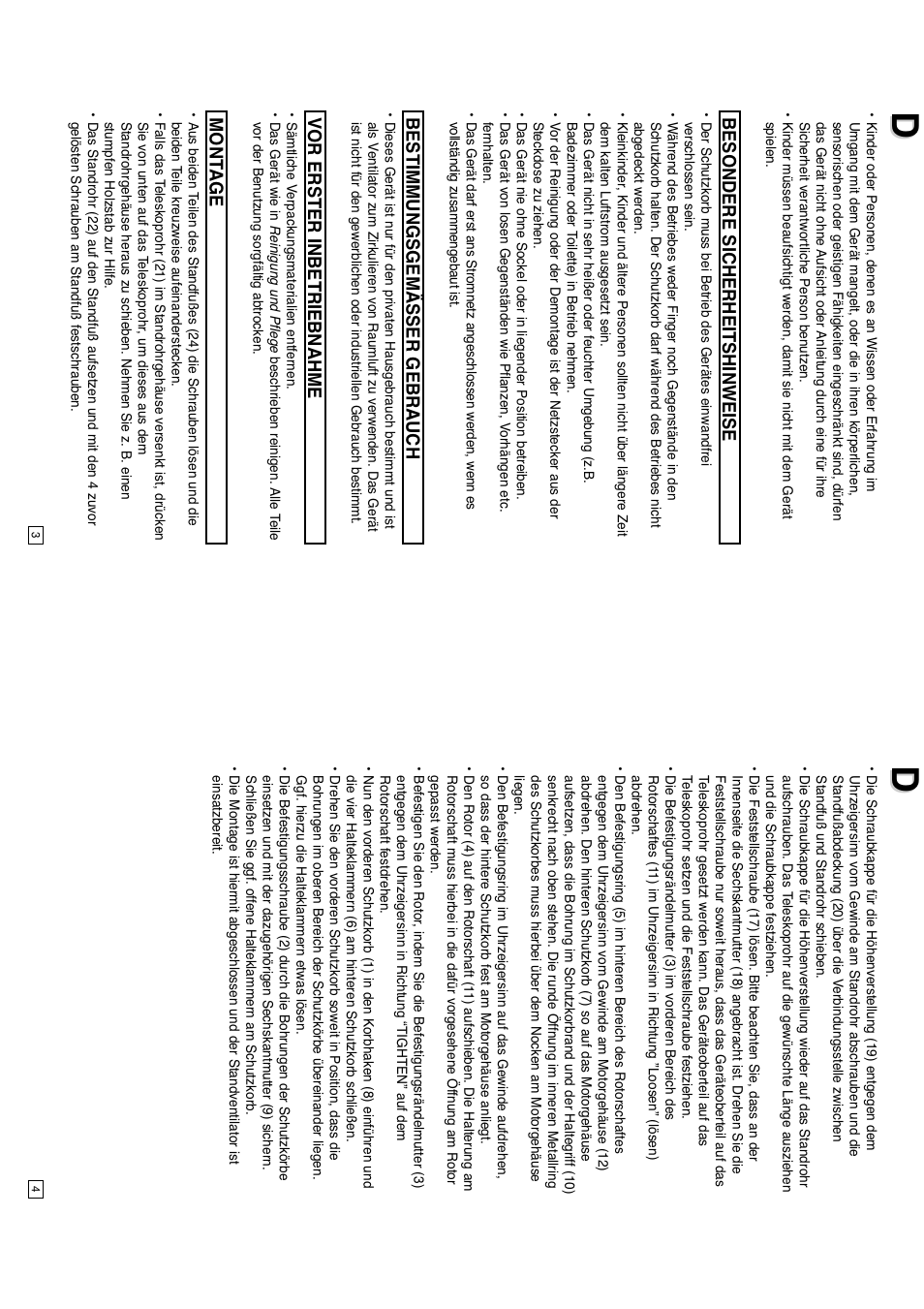Besondere sicherheitshinweise, Bestimmungsgemässer gebrauch, Vor erster inbetriebnahme | Mont age | Elta 9050N5 User Manual | Page 3 / 42