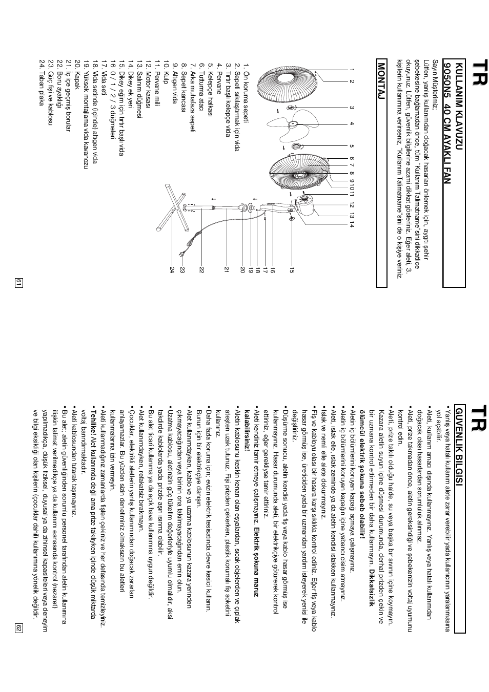 Montaj, Guvenlik bilgisi | Elta 9050N5 User Manual | Page 32 / 42