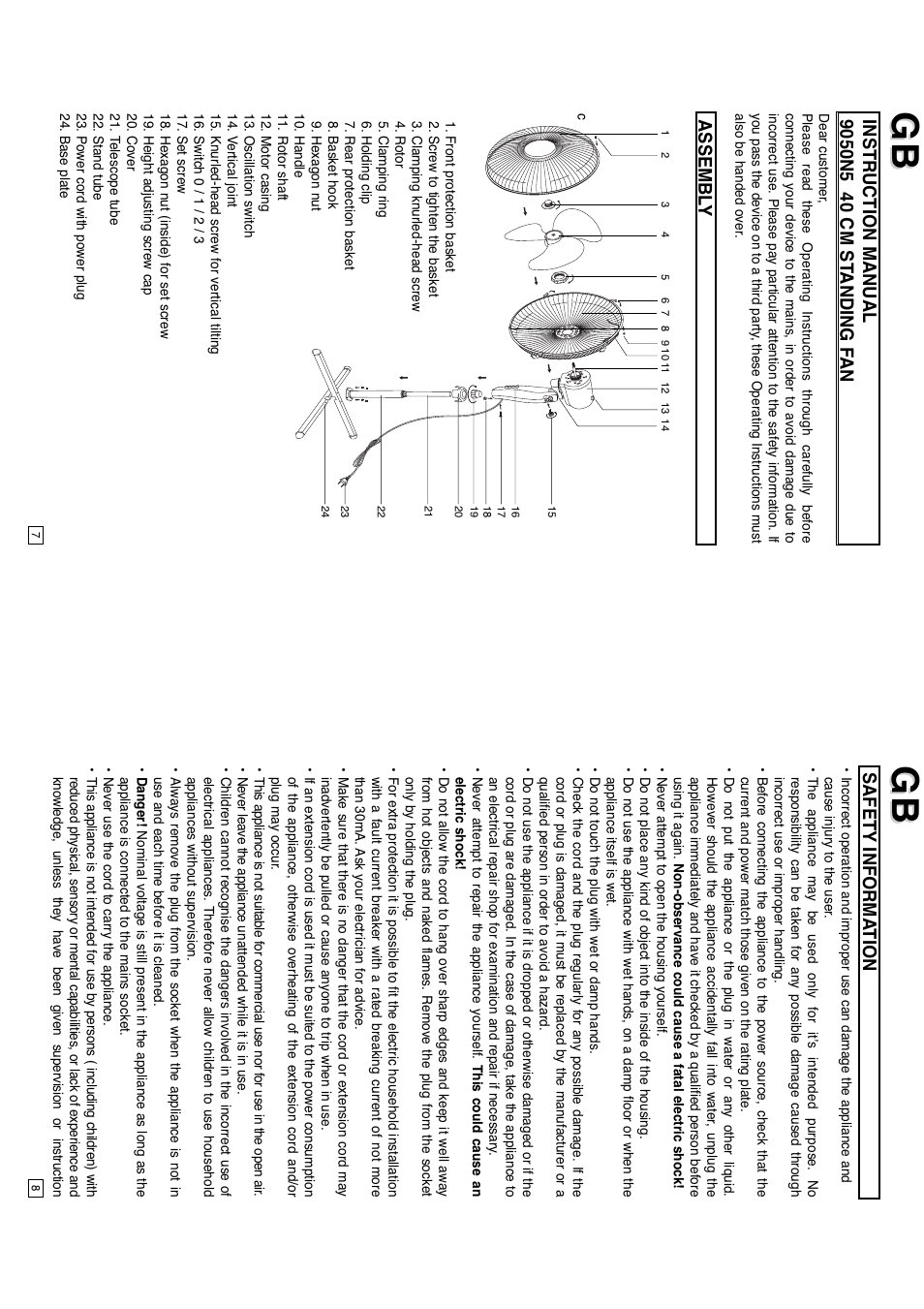Assembl y, Safety informa tion | Elta 9050N5 User Manual | Page 5 / 42