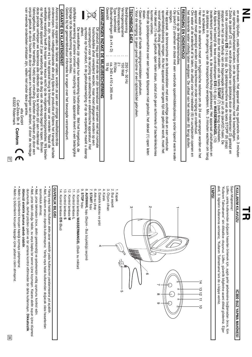 Nl tr tr | Elta IC300 User Manual | Page 15 / 16