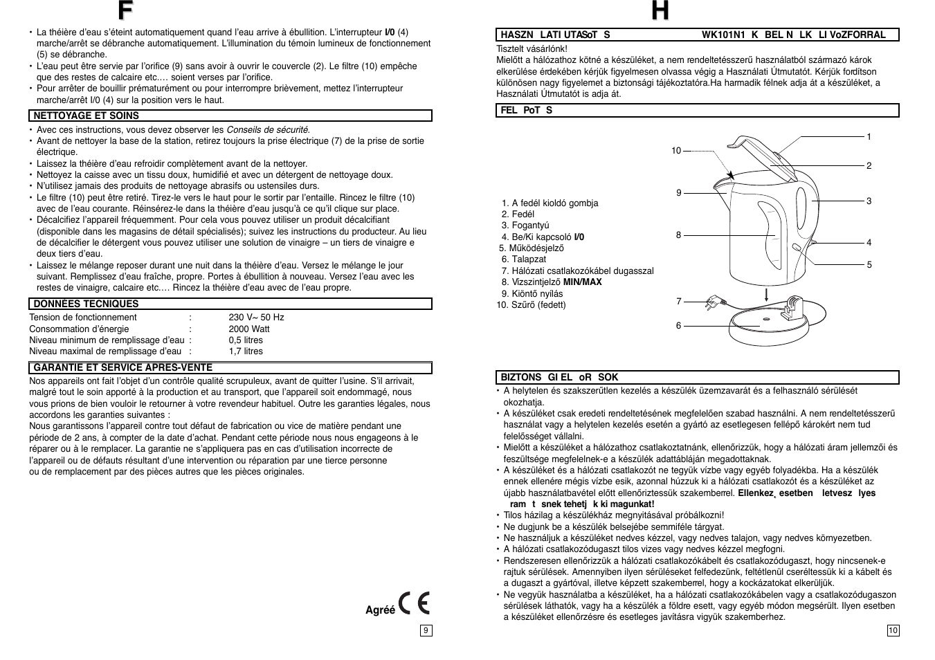Hf f | Elta WK101N1 User Manual | Page 6 / 18
