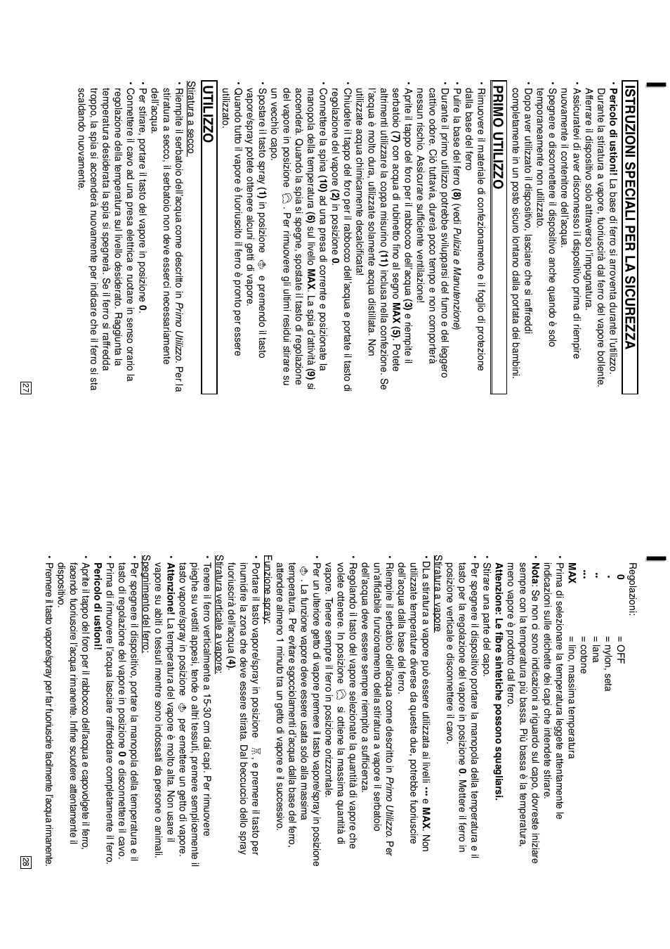 Istruzioni speciali per la sicurezza, Primo utilizzo, Utilizzo | Elta DB151 User Manual | Page 15 / 42