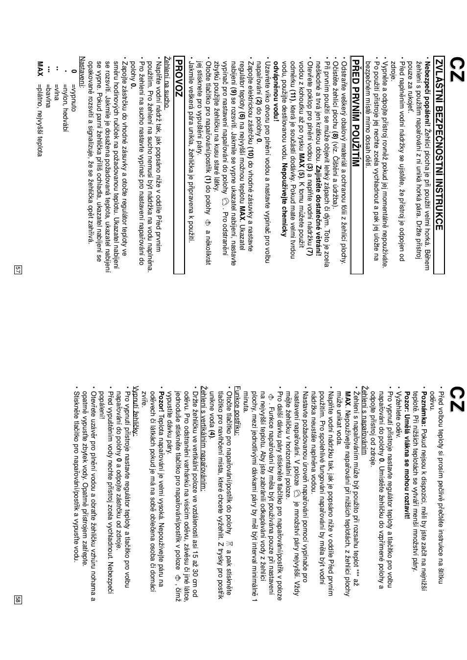 Zvláštní bezpečnostní instrukce, Před pr vním použitím, Provoz | Elta DB151 User Manual | Page 30 / 42