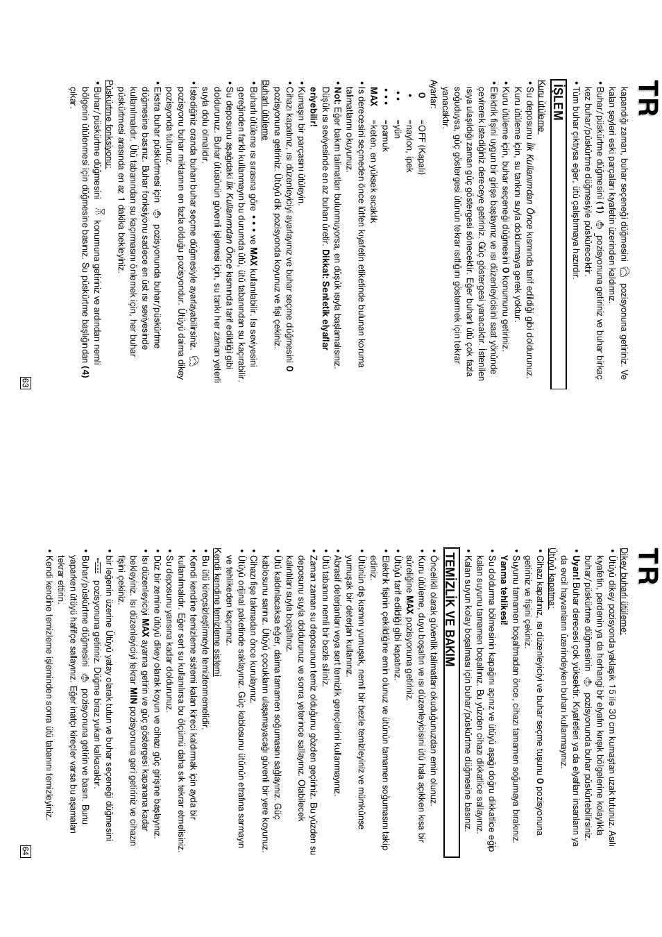Temýzlýk ve bakim, Ýþlem | Elta DB151 User Manual | Page 33 / 42