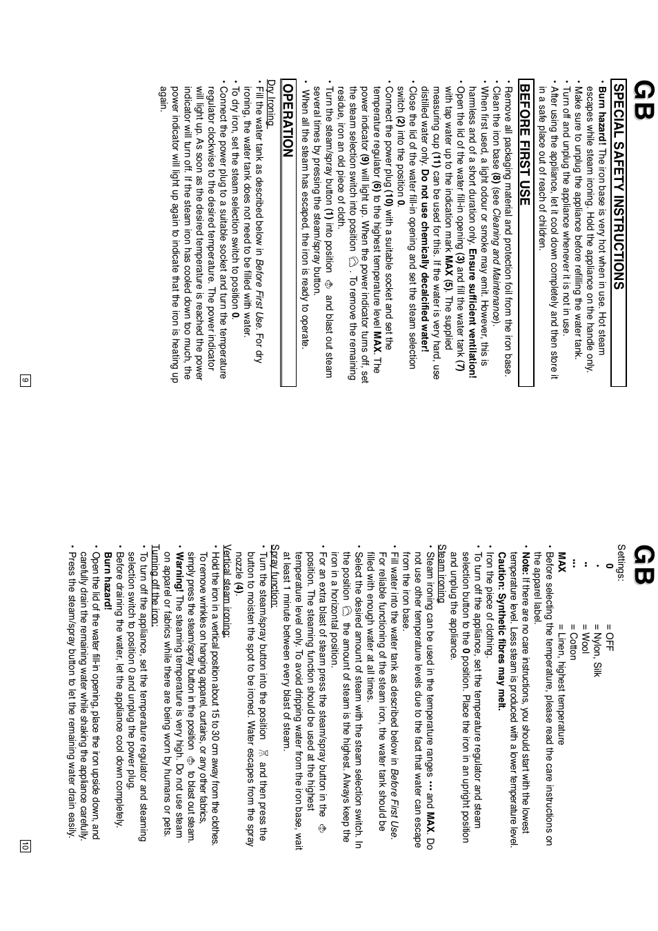 Special safety instructions, Before first use, Opera tion | Elta DB151 User Manual | Page 6 / 42