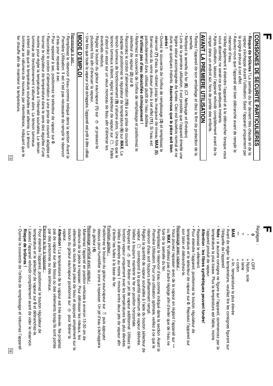 Consignes de securite p articulieres, Av ant la premiere utilisa tion, Mode d’emploi | Elta DB151 User Manual | Page 9 / 42